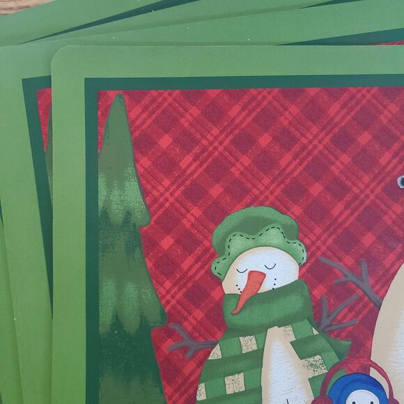 Holiday Time Vinyl Holiday Placemats Snowman And Penguin Print Set Of Four - Picture 5 of 10